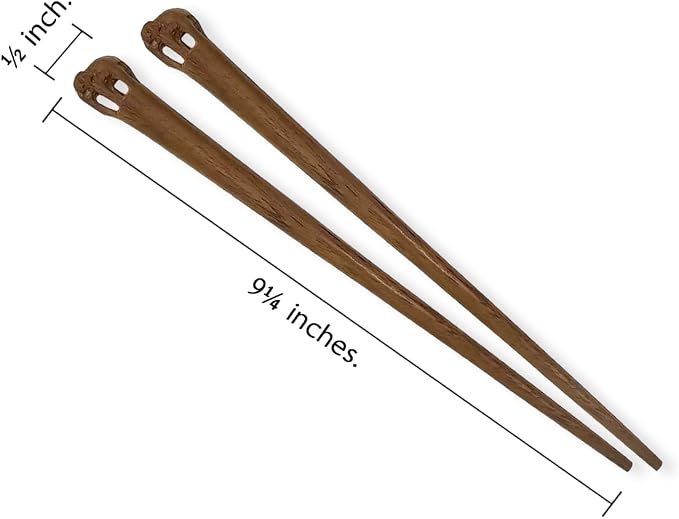 Wooden Chopsticks 9¼" Long Teak Wood Chopstick With Handcarved Elephant Top Eating Utensils Oriental Cutlery Asian Tableware Decorative Dinnerware to Serve Chinese Japanese Korean Food