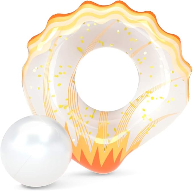 Jasonwell Inflatable Seashell Pool Float Floatie with Ball Water Fun Large Blow Up Summer Beach Swimming Floaty Party Toys Lounge Raft for Adults