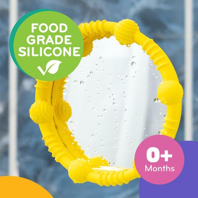 Mobi Lookee Sensory Bath Mirror for Kids, Shatterproof Baby & Toddler Bathtub Mirror Toy, BPA-Free, Suction Cups for Fun & Safe Play (6" Wide)