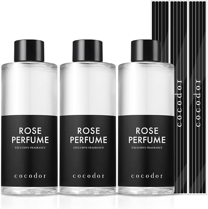 COCODOR Reed Diffuser Oil Refill/Rose Perfume/6.7oz(200ml)/3 Pack/Aroma Therapy, Home Fragrance, Scented Oils, Oils for Reed Diffuser, Office Décor, Decoration
