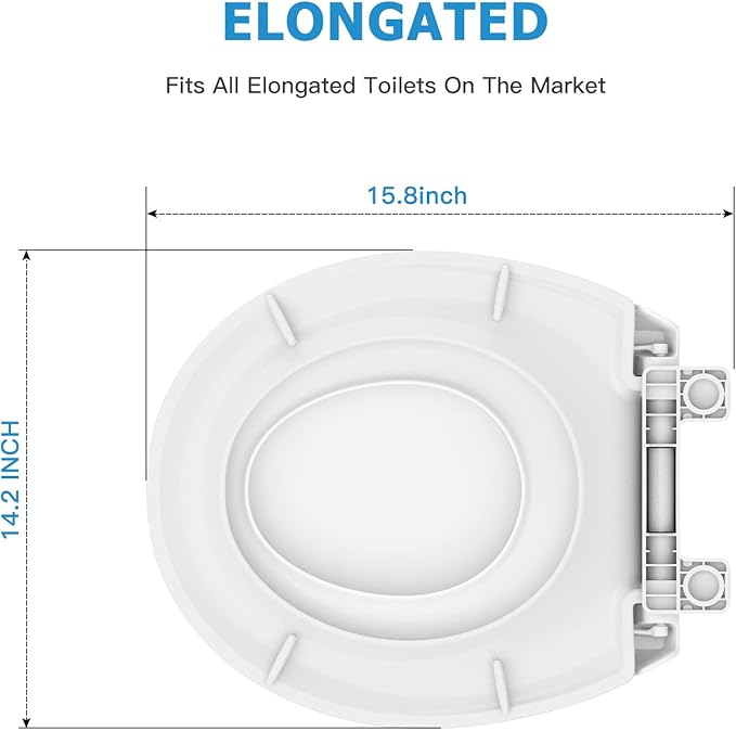 Round Toilet Seat with Built in Potty Training Seat, Potty Training Toilet Seat for Toddlers, Magnetic Kids Seat and Cover, Slow Close and Never Loosen, Fits both Adult and Child, White Round