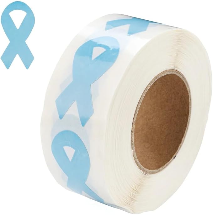 250 Small Light Blue Ribbon Shaped Awareness Stickers - Perfect for Decoration, Awareness Events, Support Groups and Fundraing