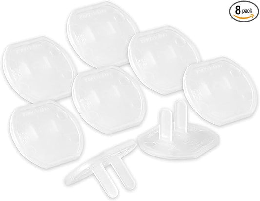 Power Gear Child Safety Electrical Outlet Covers, Tamper‑Resistant Plug Protectors for Standard Wall Outlets, Baby‑Proof & Child‑Proof Safety Caps, Clear, 8 Pack, 50271