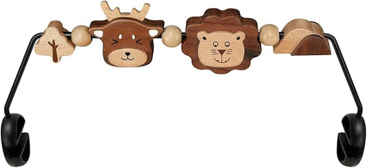 Three-Dimensional Baby Bjorn Bouncer Toy Bar, Toy for Baby Bouncer Soft & Bliss, Easy to Attach and Remove, 360°Rotating Natural Wooden Toys, Double-Sided Raised Design, Lion & Deer