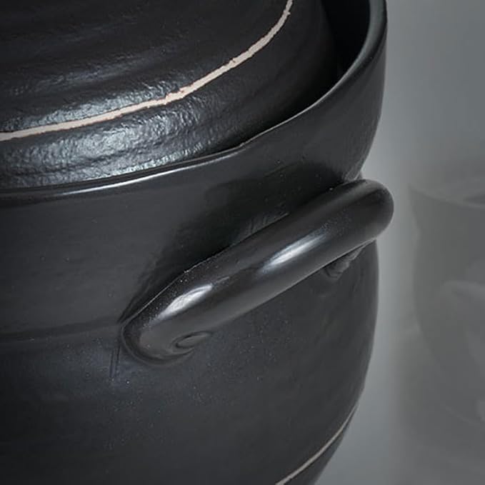 Yeoju traditional Korean Stone Pot with Lid variety of dishes Cookware black 8.7x7x4.5 inches