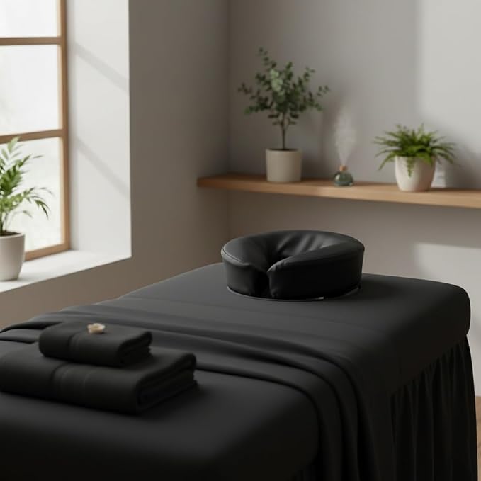 Royal Massage Universal Standard Memory Foam Face Cradle Cushion for Massage Tables – Ergonomic U-Shaped Headrest Pillow with Soft, Easy-Clean PU Leather – Spa Replacement (Black)