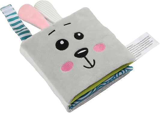 bebe mondo Bunny Baby Mirror Toy – Soft Crinkle Cloth Book for Tummy Time, Easter Baby Gift, Infant Sensory Toys 0-6-12 Months, Rabbit Touch & Feel Developmental Book, Shower Gift for Boys Girls