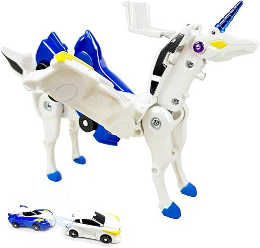 Collision Transforming Unicorn Car Toy – 2 Magnetic Cars Crash & Transform into Unicorn Robot Toys – Fun Gift for Boys & Girls, Birthday & Christmas