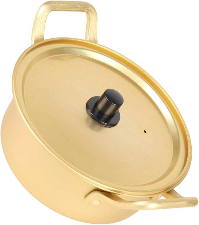 VBESTLIFE Korean Ramen Noodle Pot Durable Aluminum Stockpot Convenient for Gas Stoves Handmade Yellow Cooking Pot for Home Kitchen (#1)