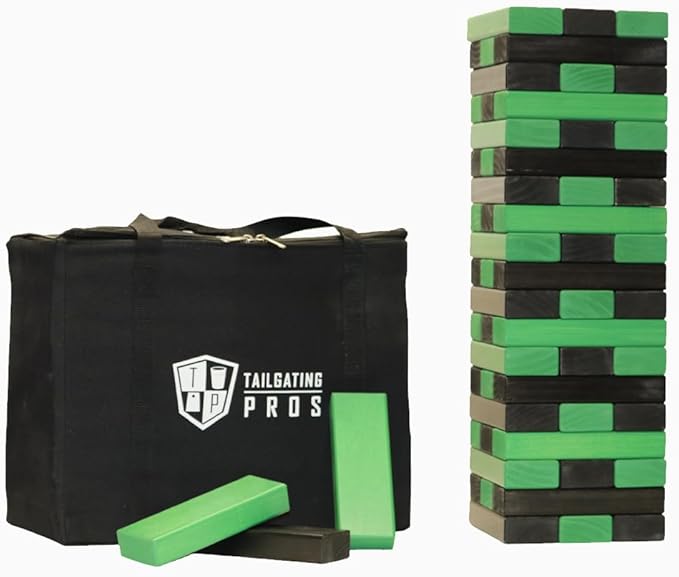 Tailgating Pros Premium Giant Toppling Timbers with Carrying Case – Choose Your Team Colors! Jumbo Outdoor Yard Game, Tower Grows to Over 5 Feet!