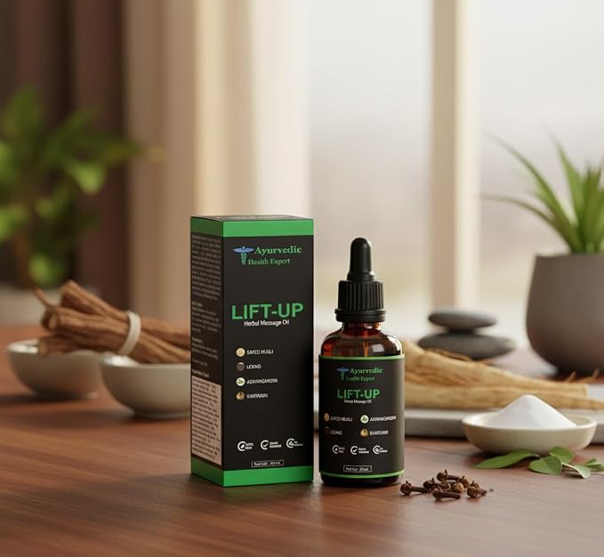 Lift-up 50ml | 100% Pure & Natural Herbal Massage Oil for Men | Boosts Strength, Stamina & Vitality | Chemical-Free Ayurvedic Formula