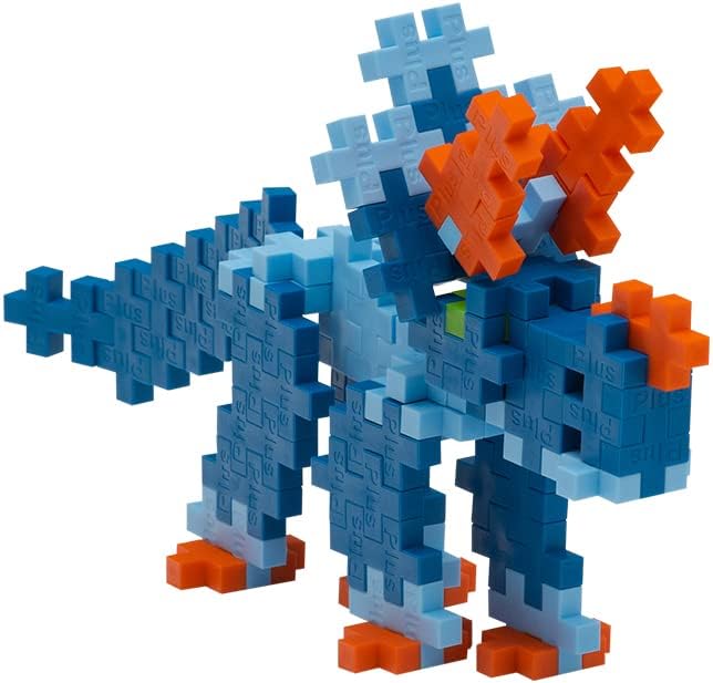 Plus Plus 3D Dinosaur Figure Building Block Set, 70 Mini Interlocking Puzzle Pieces, Fun Stem Toys for Kids - Triceratops Maker Tube