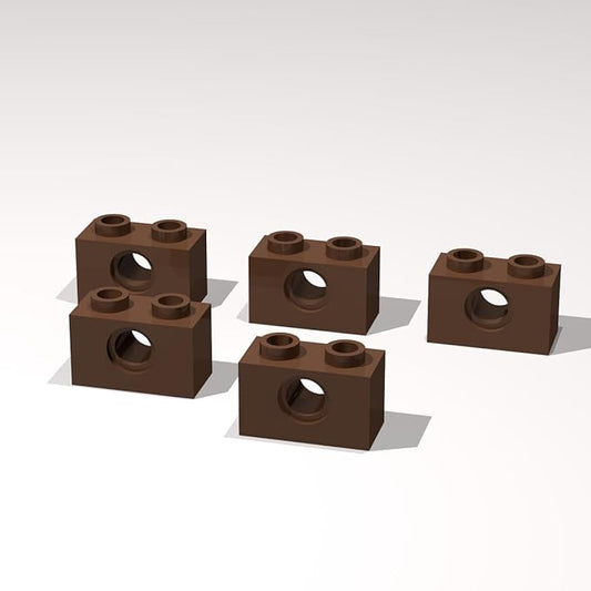 Classic Building Brick Bulk, 1x2 with Hole 120 Piece, Compatible with Lego Parts and Pieces: (Color:Brown)