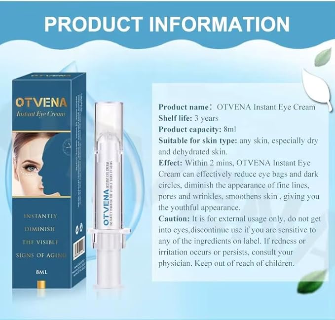 Instant Eye Cream for Dark Circles & Puffiness – Anti-Aging Under Eye Treatment for Wrinkles & Fine Lines – Visible Results in Minutes – Firming & Hydrating Formula – 8ML