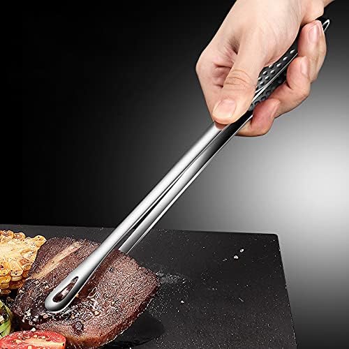 2 Pcs (11 In & 9.45 In) Bbq Tongs – Korean Barbecue & Grill Tools,Kitchen Tongs, Stainless Steel Heavy Duty For Cooking, Meat, Bread & Ice, Clip Head Hollow Design