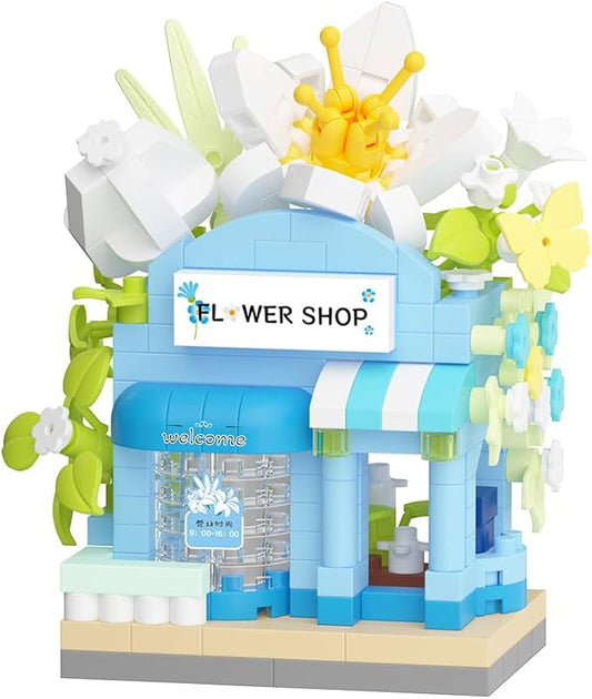 Lilies Mini Flower Shop Building Toy Street City Store View Micro House Toys Festival Blocks Set for Home Decor Gifts
