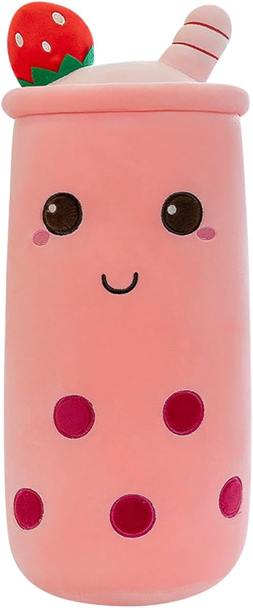 Long Boba Plush Stuffed Bubble Tea Pillow Soft Adorable Plushies Toys (Pink,23.6inches)