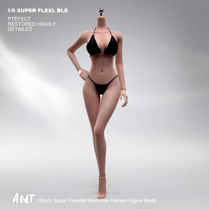 1/6 Scale Female Action Figure Body, 12 inches Seamless Flexible Action Figure Body Model with Detachable 5 Pairs Hand Gesture Shapes (Wheat Skin)