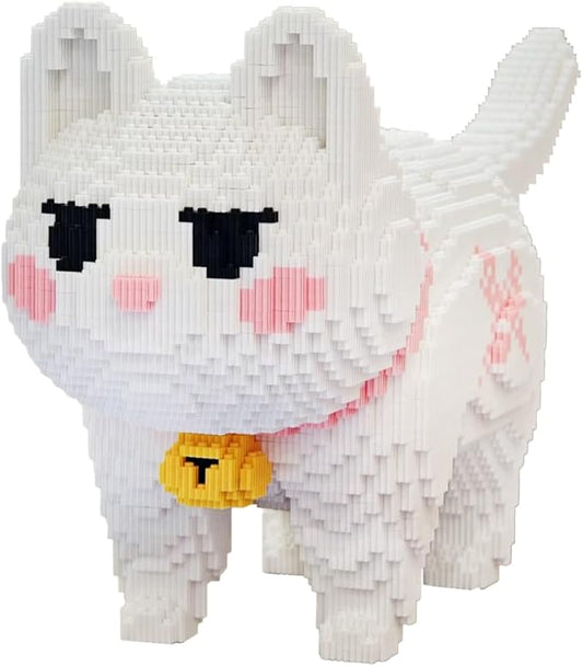 Animal White Bell Cat Micro Building Blocks Set（8000PCS） Gift for Adults and Kids