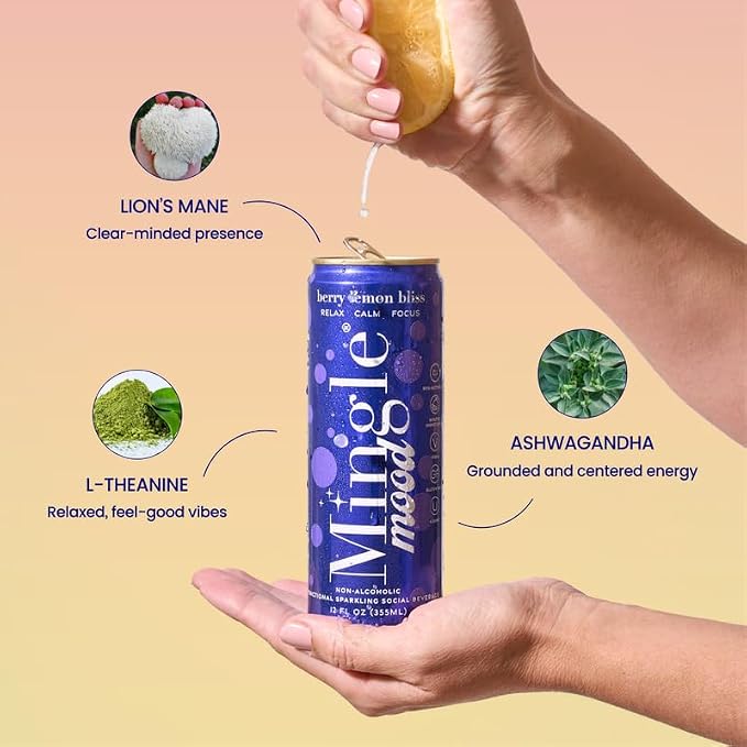 Mingle Mocktails Variety Pack 2 Flavors, Non Alcoholic Drinks, Alcohol Alternative Pre-Mixed Drinks with Real Juice, Canned Mocktails or Cocktail Drink Mixer, Gluten Free, Vegan, 24 Pack 12 fl oz Cans
