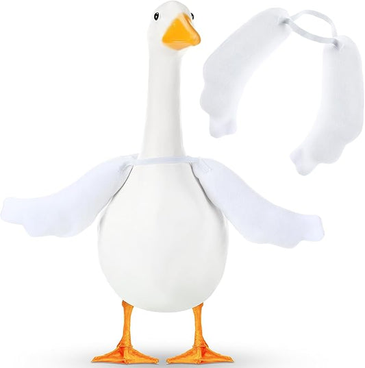 Abbylike Poseable Goose Wings for 23”- 28" Porch Lawn Goose Outfit Accessories Poseable White Wings for Outdoor Patio Yard Lawn Art Decoration (1 Pcs,Rippled Edge)