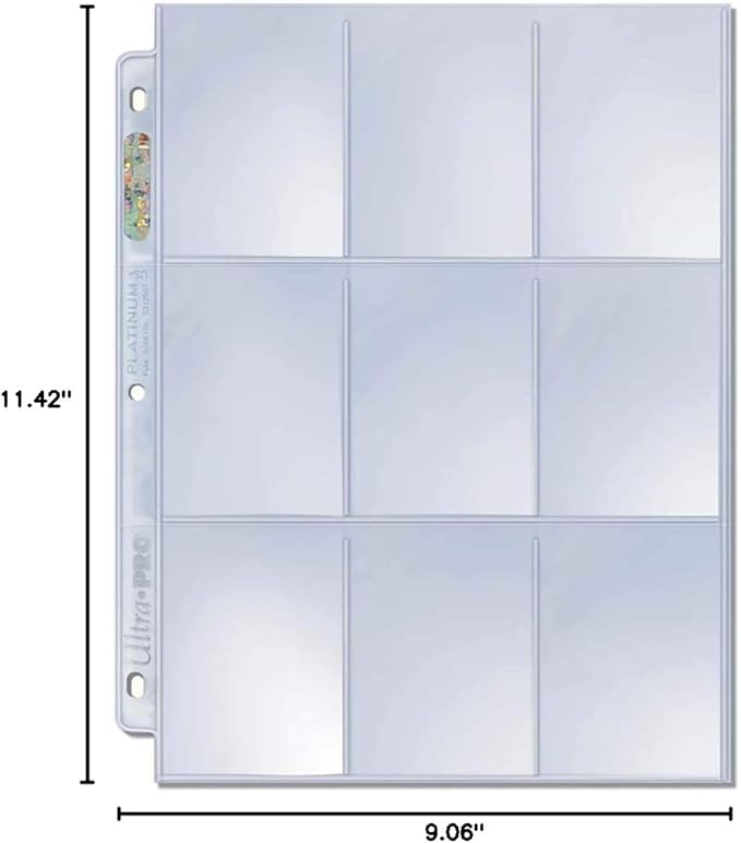 Ultra PRO Platinum Series 9-Pocket Pages (50 ct.) - Card Sleeves Binder Sheets for Trading, Sports, and Gaming Cards - Archival Safe