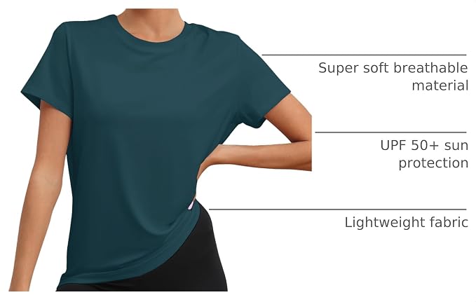 KevaMolly Workout Tops for Women UPF50+ Breathable Loose Fit Yoga T Shirts Short Sleeve Running Gym Athletic Tee Top