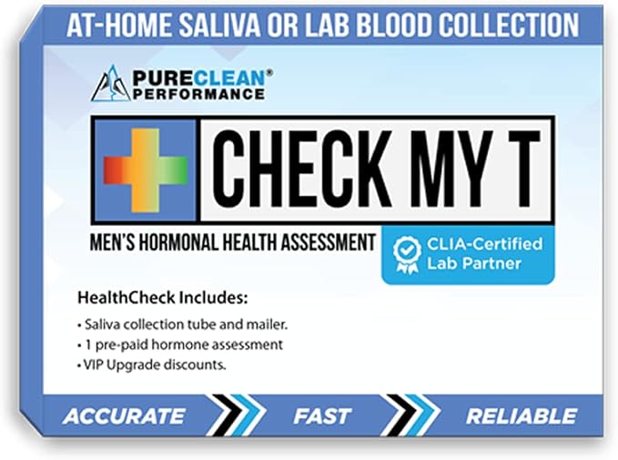 Check My T - Hormonal Health Assessment, Choose at-Home Saliva or Lab Serum Collection Physician-Reviewed, CLIA Certified, Available in All States (Single Kit)