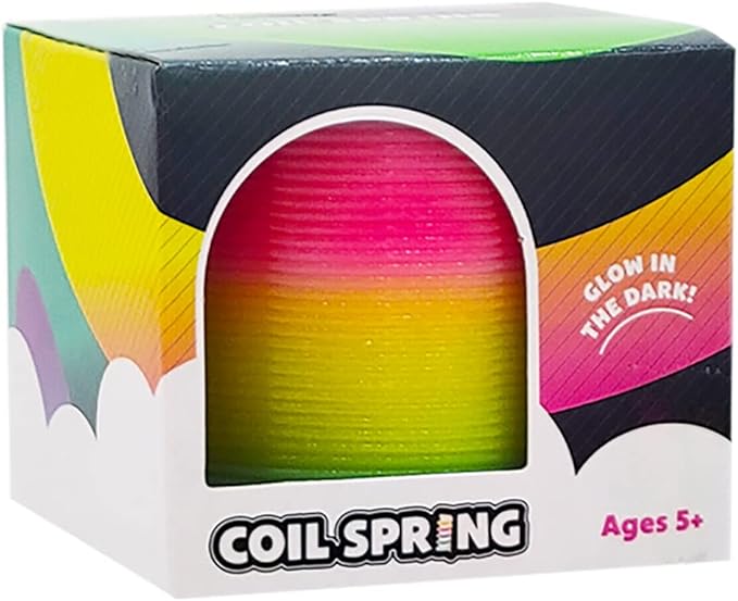 The Dreidel Company Plastic Coil Spring, Glow-In-The-Dark Magic Rainbow Slingy, Party Favor, Birthday Bag Filler, Stocking Stuffers, 3" (80MM) (Single)