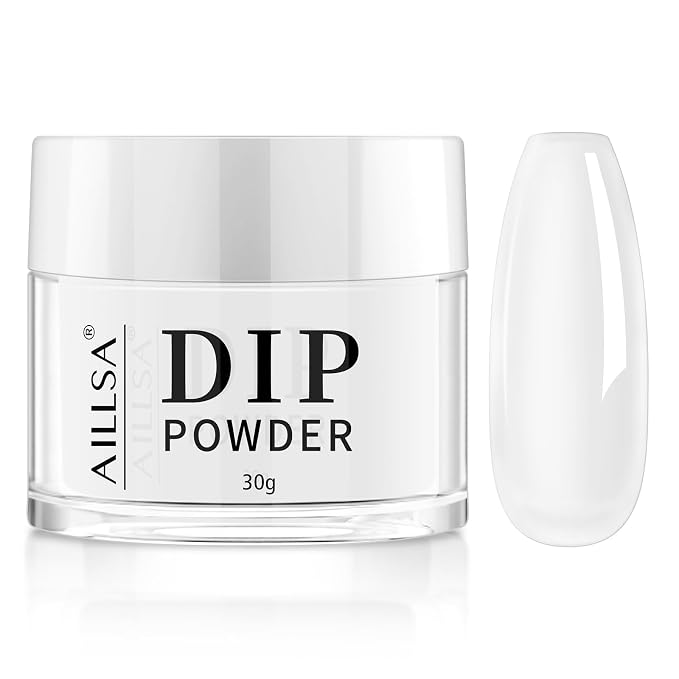 AILLSA Clear Dip Powder - Transparent Crystal French Nail Colors | Build Powder, No Lamp Needed, Easy DIY Home Nail Salon Manicure (1 Oz)