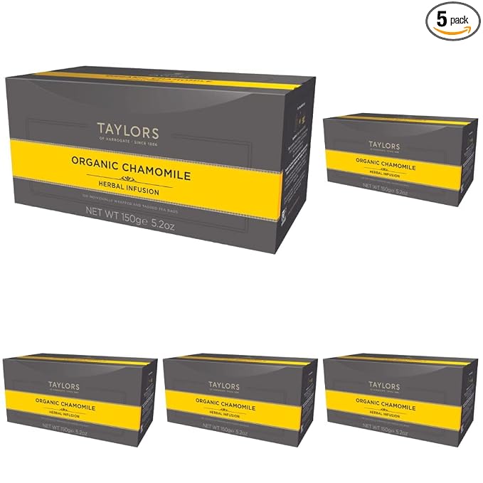 Taylors of Harrogate Organic Chamomile Herbal Tea, 100 Teabags (Pack of 5)