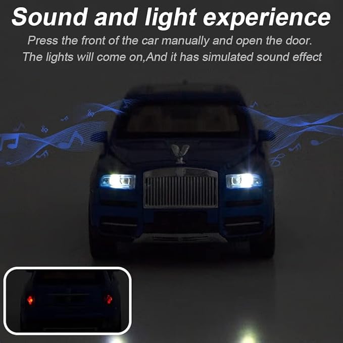 EROCK 1/24 Rolls-Royce Cullinan Model Car, Alloy Die Casting Collectible Pull Back Toy Car with Sound and Light for Kids Boy Girl Birthday Gift