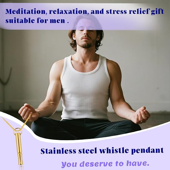 Mindful Breathe Necklace for Men Women Quit Smoking Breathe Whistle Pendant Stress Relief Necklace Anxiety Relief Gift