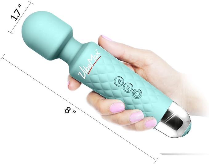 VibeMax Rechargeable Personal Massager - Powerful Multi Speed Vibration - Whisper Quiet - Waterproof - for Muscle Tension Relief in Neck, Back, Shoulders, Legs and Feet - Turquoise