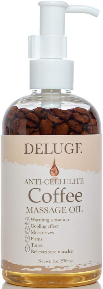 DELUGE Original Massage Oil for Cellulite Treatment, Full Body Spa Relaxation Therapy and Sore Muscles. Targets unwanted Fat Tissue, Helps Firms and Tones Skin 8 Oz