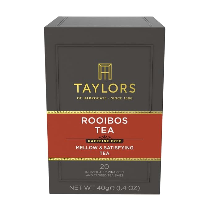 Taylors of Harrogate Rooibos Tea, Individually Wrapped Bags, 20 Count (Pack of 1), Mellow, Malty, and Slightly Honeyed, Caffeine-Free, Enjoy Hot or Iced, 20 Teabags