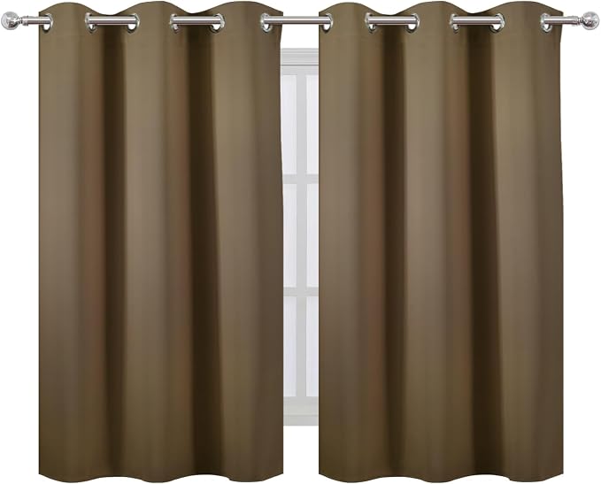 LEMOMO Brown Blackout Curtains/38 x 54 Inch/Set of Two Panels Grommet Living Room Curtains
