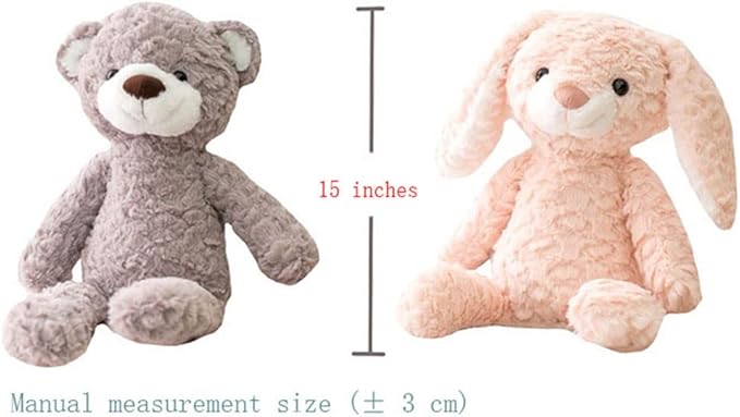 GUDVES Forest Animal Plush Stuffed Toy - 15 inch Soft Plush Rabbit Bear Dog Unicorn Elephant Realistic Interactive Plush Toy - for Animal Themed Parties (Pink Bunny)