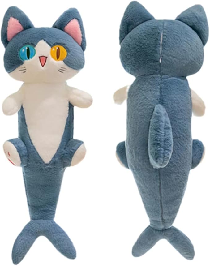 FANGYU Cute Plush Shark cat Toy, Cartoon Soft Stuffed Long Throw Sleeping Pillow,Shark Gifts for Kids (80cm/31.4in)