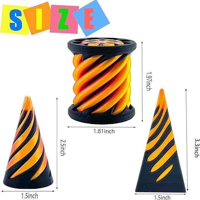 3 Packs Impossible Cone,Spiral Cone Fidget Toy,Impossible Cones passthrough Impossible Pyramid for Relaxing,Spiral Fidget Toy passthrough Impossible Cone,Birthday for Adults & Kids