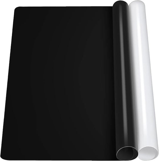LEOBRO Silicone Mat for Resin Molds, 2 PCS 15.7" x 11.7" Play Dough Mat, Silicone Mats for Crafts, Jewelry Molds Mats, for Resin, Clay, Paint, Black & White