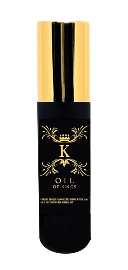 Frankincense and Myrrh Essential Oil Blend Roll On - Handmade Organic and Premium with 24 Karat Gold for Skin and Body, Rejuvenate, Stress Relief, Aromatherapy and Relaxation 10ml