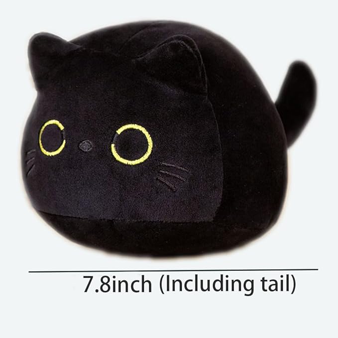 Cat Stuffed Animal Cute Cat Plush Doll Toy （Including Tail 7.8 inch） for Girls Boys Christmas(Black cat 20cm)