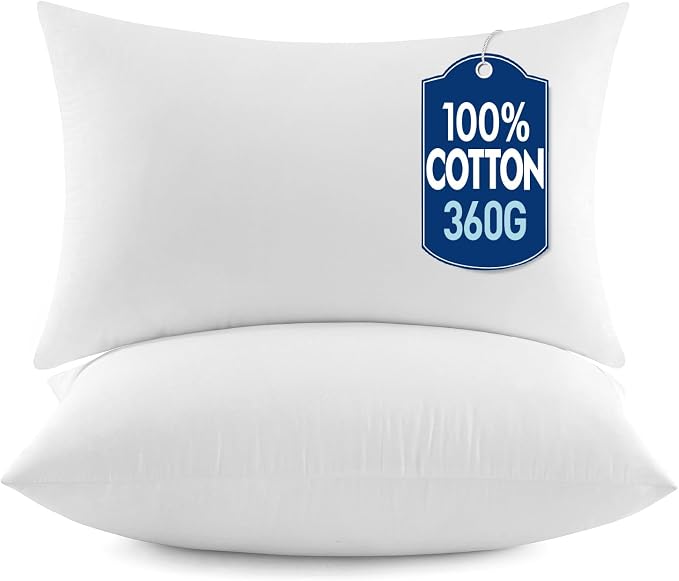 MIULEE 12x20 Pillow Inserts Set 2 100% Virgin Microfiber with Cotton Cover | Throw Pillows for Couch Sofa and Bed,filled with 700 g/1.54 lb (30% more than others) high-resilience virgin microfiber