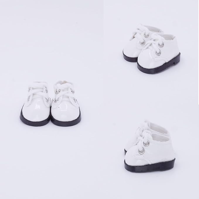 Etistta 17cm Doll Shoes for 17cm Doll Boots, 6.7 inch Doll Shoes Accessories (White)
