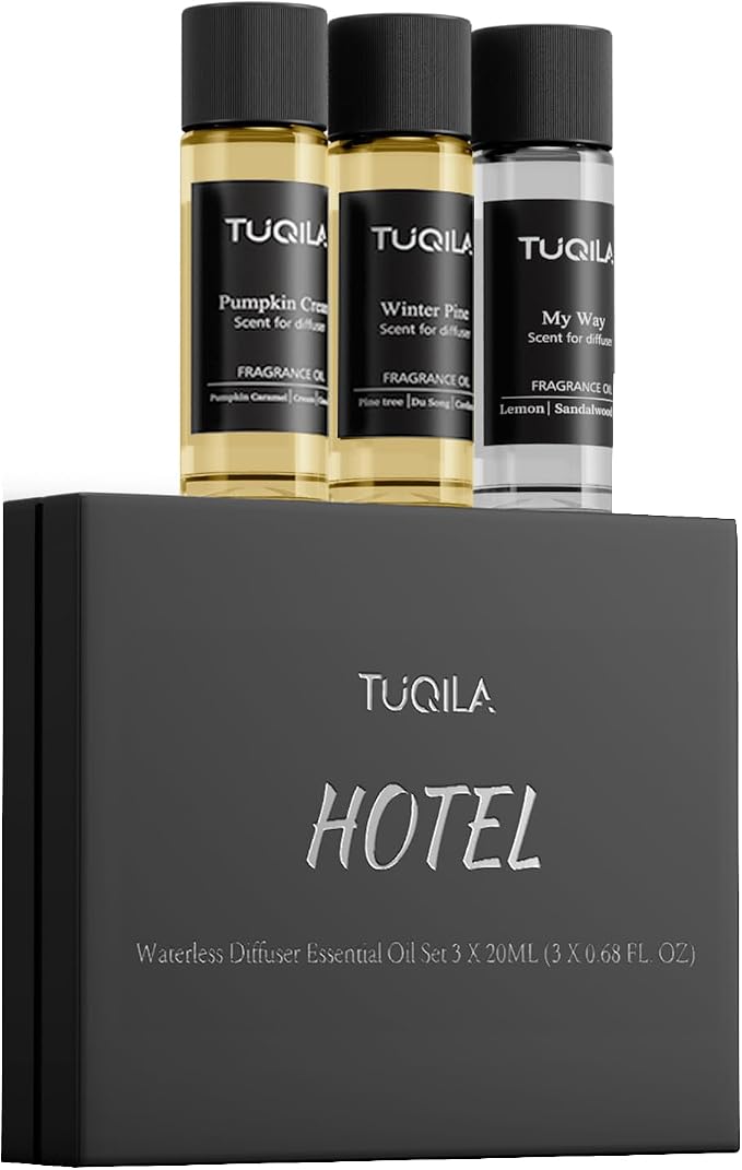 Hotel Luxury Essential Oil Set (3x20mL) – Scent Aromatherapy Oils for Diffusers – My Way, Pumpkin Cream, Winter Pine Scents –Idea for Home, Car, Hotel & Office – Long Lasting Fragrance