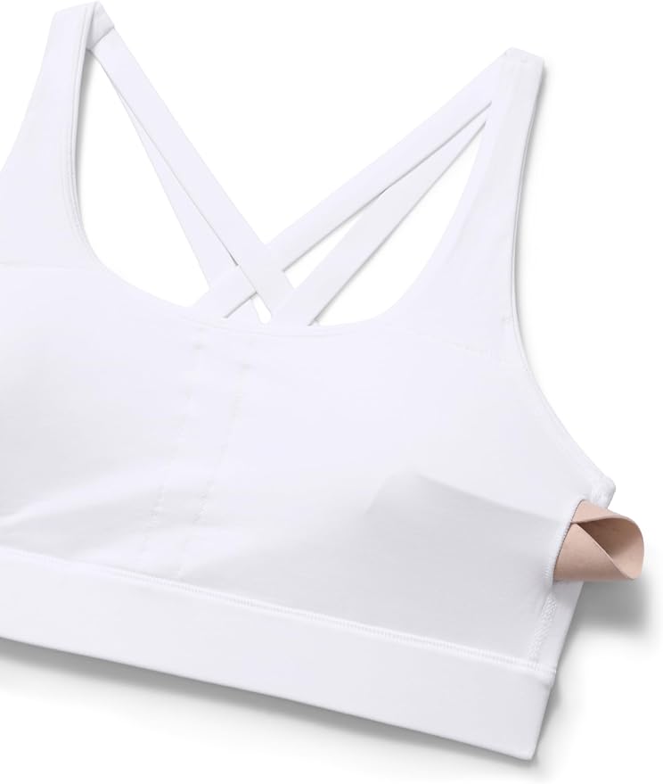 CRZ YOGA Butterlift Wide Criss Cross Straps Supportive Sports Bras for Women - Medium Impact Strappy Gym Padded Workout Top