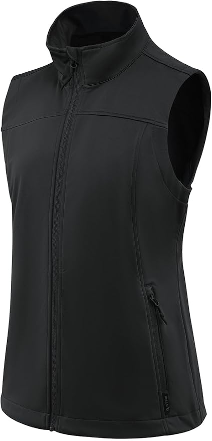 baleaf Women's Lightweight Running Vest Sleeveless Softshell Jacket | Windproof; Breathable; Water Resistant; 2 Zipper Pockets; Stand Collar; Great for Running, Hiking, Camping and Travelling