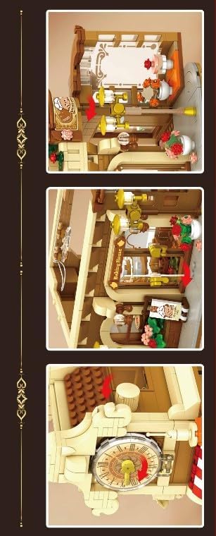 Flower Bakery Coffee House Building Set with Lights, City Cafe Baking House Display Model Toy, 1289 PCS Modular Construction Building Blocks Kit Home Decor, Gift for Adults Teens Girls 12+