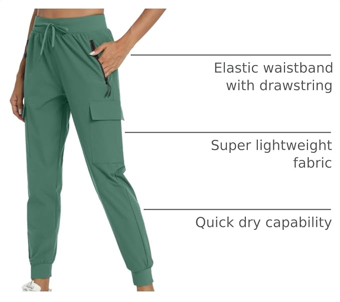 Women's Joggers Cargo Pants Lightweight Quick Dry Hiking Running Pants for Athletic Casual & Outdoor